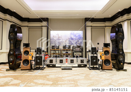 Hifi system with amplifier and speakers for display at BAV Hi-end show in Bangkok Hifi system with amplifier and speakers for display at BAV Hi-end show in Bangkok 85145151