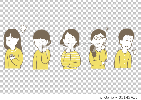 悩む女性　イラストセット 85145415