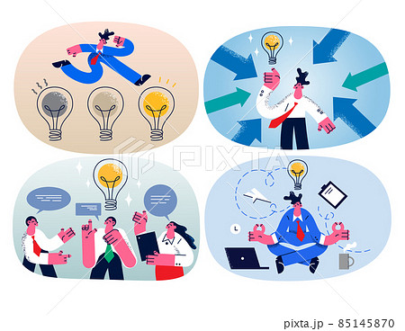 Set of businesspeople brainstorm generate business idea or solution  85145870