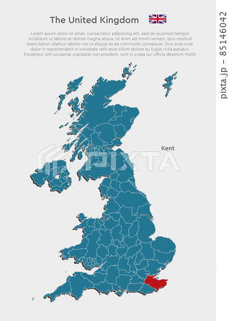 Vector map United Kingdom and county Kent Vector map United Kingdom and county Kent 85146042