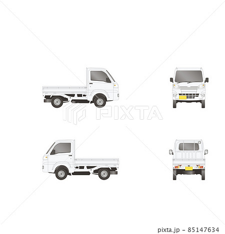 軽トラック イラスト 三面図 社用車のイラスト素材