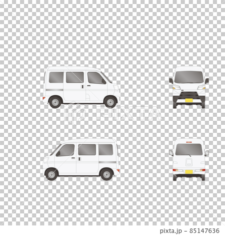軽バン イラスト 三面図 社用車のイラスト素材 [85147636] - PIXTA