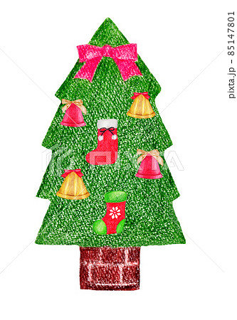 装飾したクリスマスツリーの色鉛筆画のイラスト素材 [85147801] - PIXTA