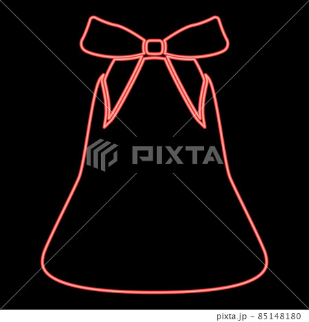 Neon bell with bow ribbon red color vector illustration image flat style Neon bell with bow ribbon red color vector illustration image flat style 85148180