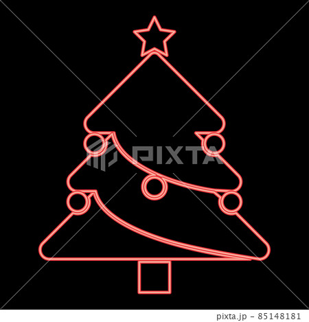 Neon christmas tree red color vector illustration image flat style Neon christmas tree red color vector illustration image flat style 85148181