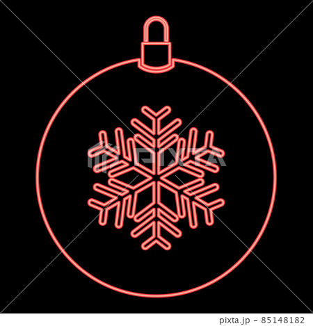 Neon new year ball toy. christmas ball or xmas bauble red color vector illustration image flat style 85148182