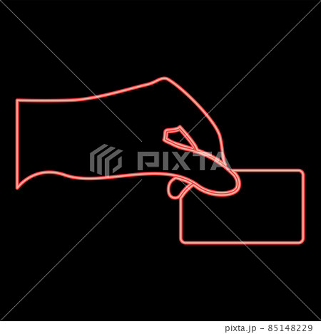 Neon hand give electronic card red color vector illustration image flat style Neon hand give electronic card red color vector illustration image flat style 85148229