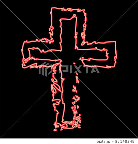 Neon cross red color vector illustration image flat style 85148249