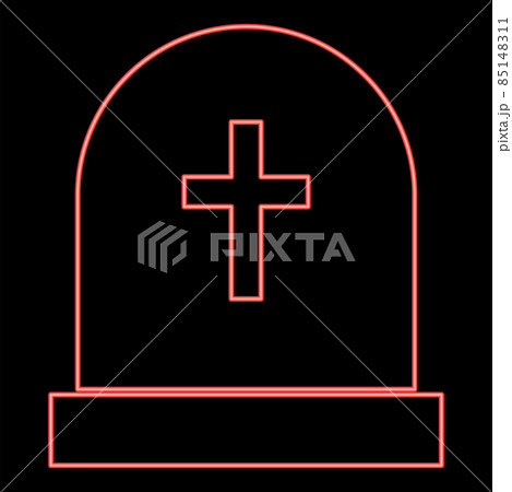 Neon tomb stone red color vector illustration image flat style Neon tomb stone red color vector illustration image flat style 85148311