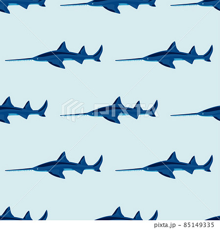 Saw shark seamless pattern in scandinavian style. Marine animals background. Vector illustration for children funny textile. Saw shark seamless pattern in scandinavian style. Marine animals background. Vector illustration for children funny textile. 85149335