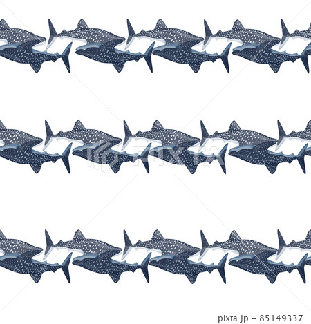 Whale shark seamless pattern in scandinavian style. Marine animals background. Vector illustration for children funny textile. 85149337