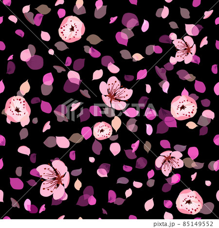 Pink flower petals. Sakura flowers Seamless background. Vector illustration 85149552