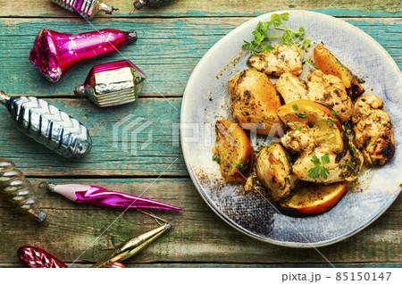 Chicken meat baked with orange. Chicken meat baked with orange. 85150147