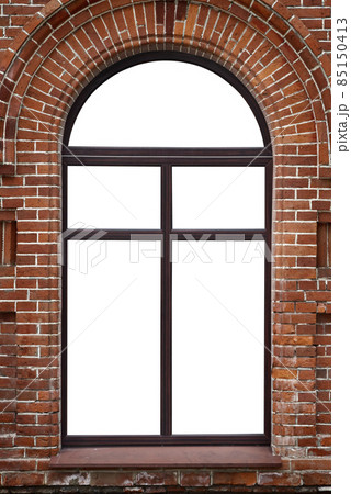 Old brown window isolated on white background Old brown window isolated on white background 85150413