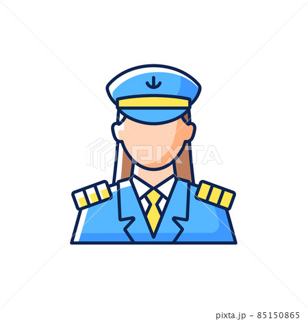 Female captain RGB color icon. Isolated vector…のイラスト素材 [85150865] - PIXTA
