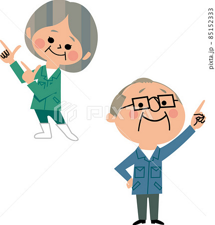 指を差す高齢労働者 指を差す高齢労働者 85152333