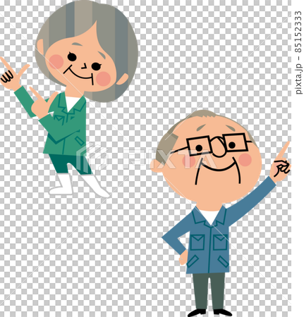 Elderly worker pointing a finger 85152333