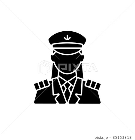 Female captain black glyph icon. Main person…のイラスト素材 [85153318] - PIXTA