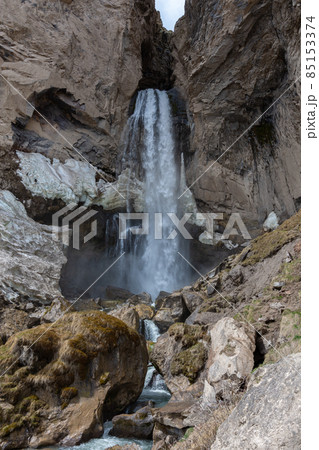 view of the Sultan waterfall in the Elbrus region 85153374