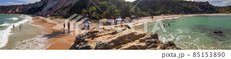 orange cliffs in Tabatinga Beach. Conde, Paraiba, Brazil 85153890