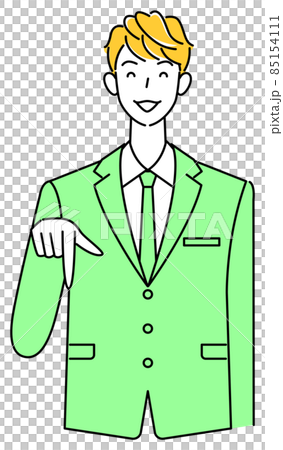 笑顔で下の方向を指で指しているスーツ姿の可愛い男性 ビジネスパーソン イラスト ベクター 笑顔で下の方向を指で指しているスーツ姿の可愛い男性 ビジネスパーソン イラスト ベクター 85154111