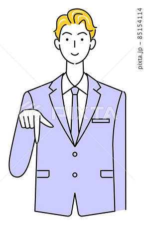 笑顔で下の方向を指で指しているスーツ姿の可愛い男性 ビジネスパーソン イラスト ベクター 笑顔で下の方向を指で指しているスーツ姿の可愛い男性 ビジネスパーソン イラスト ベクター 85154114