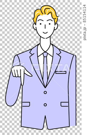 笑顔で下の方向を指で指しているスーツ姿の可愛い男性 ビジネスパーソン イラスト ベクター 笑顔で下の方向を指で指しているスーツ姿の可愛い男性 ビジネスパーソン イラスト ベクター 85154114