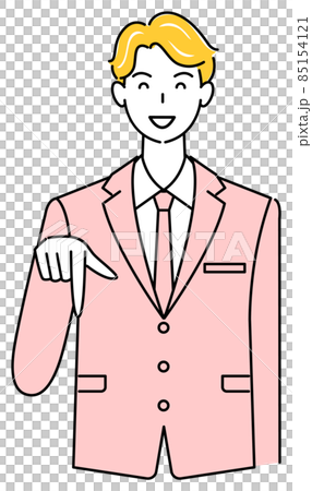 笑顔で下の方向を指で指しているスーツ姿の可愛い男性 ビジネスパーソン イラスト ベクター 笑顔で下の方向を指で指しているスーツ姿の可愛い男性 ビジネスパーソン イラスト ベクター 85154121