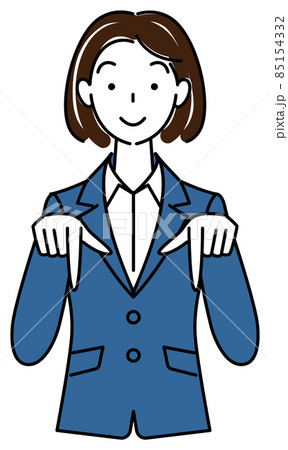 笑顔で下の方向を指で指しているスーツ姿の可愛い女性 ビジネスパーソン イラスト ベクター 笑顔で下の方向を指で指しているスーツ姿の可愛い女性 ビジネスパーソン イラスト ベクター 85154332