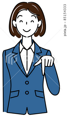 笑顔で下の方向を指で指しているスーツ姿の可愛い女性 ビジネスパーソン イラスト ベクター 笑顔で下の方向を指で指しているスーツ姿の可愛い女性 ビジネスパーソン イラスト ベクター 85154333