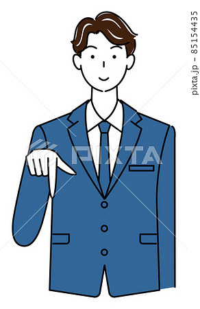 笑顔で下の方向を指で指しているスーツ姿の可愛い男性 ビジネスパーソン イラスト ベクター 笑顔で下の方向を指で指しているスーツ姿の可愛い男性 ビジネスパーソン イラスト ベクター 85154435