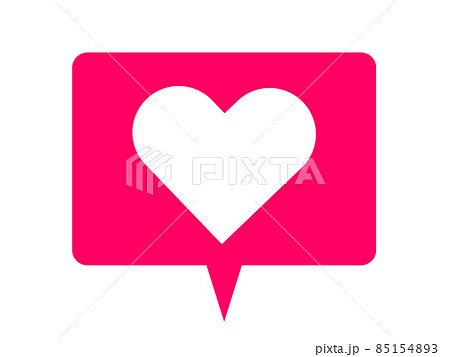 フチ無しの吹き出し ハートピンクのイラスト素材