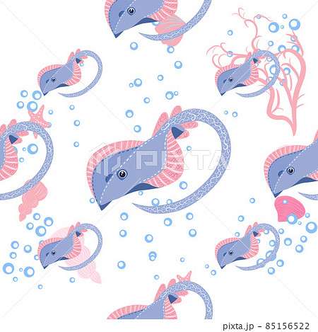 Batomorphi sea life, fish, animals bright seamless pattern. sea travel, snorkeling with animals, tropical fish Batomorphi sea life, fish, animals bright seamless pattern. sea travel, snorkeling with animals, tropical fish 85156522