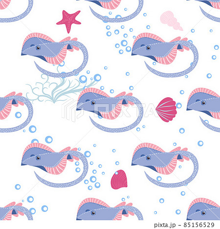 Batomorphi sea life, fish, animals bright seamless pattern. sea travel, snorkeling with animals, tropical fish 85156529