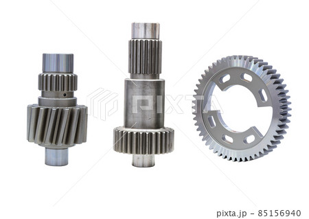 Industrial metal gear cogs part set, cog made from metal material for use on machinery or vehicles, isolated on white background Industrial metal gear cogs part set, cog made from metal material for use on machinery or vehicles, isolated on white background 85156940