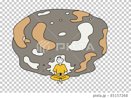 一個睡前潛入精神世界的女人。正念的概念藝術。一個線條鬆散的人。 85157268