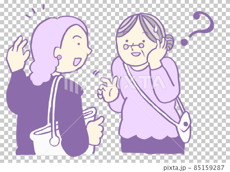 Dementia, memory disorder, an elderly woman who can't remember the name of an acquaintance, simple 85159287
