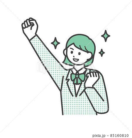 ガッツポーズをする学生の女の子のイラスト素材 85160810