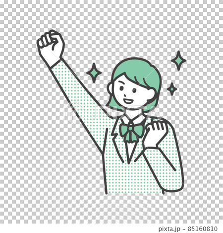 女學生做膽量姿勢的插畫素材 85160810