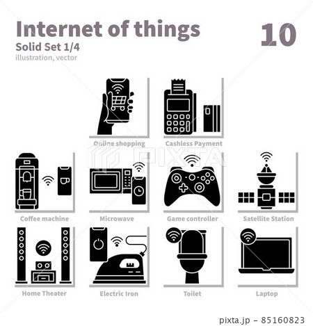 Internet of things icons set, Solid, vector and illustration set 1 85160823