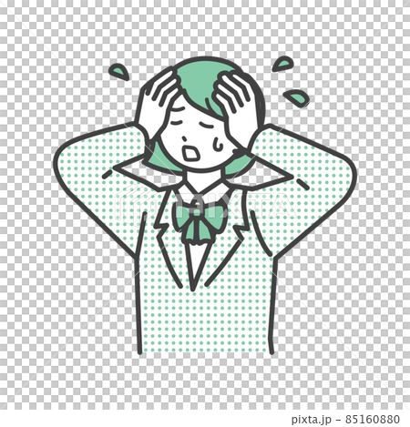 擔心抱頭的女學生插畫素材 擔心抱頭的女學生插畫素材 85160880