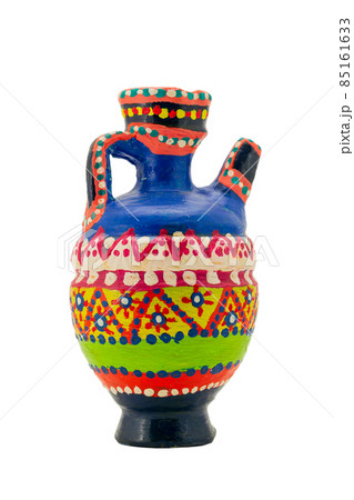Pink handmade artistic pained colorful pottery vase isolated on white including clipping path Pink handmade artistic pained colorful pottery vase isolated on white including clipping path 85161633