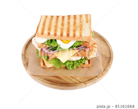 Tasty sandwich with chicken isolated on white 85161668