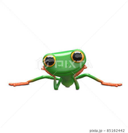 3D Illustration of a Green Frog on a Twine 85162442