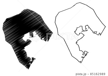 Road Town City (United Kingdom, British Virgin Islands, Tortola island) map vector illustration, scribble sketch City of Road Town map 85162989