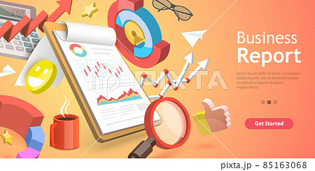 3D Vector Conceptual Illustration of Business Report. 85163068