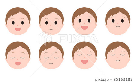 男の子の顔のイラスト素材セット 85163185