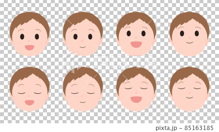 男の子の顔のイラスト素材セット 85163185