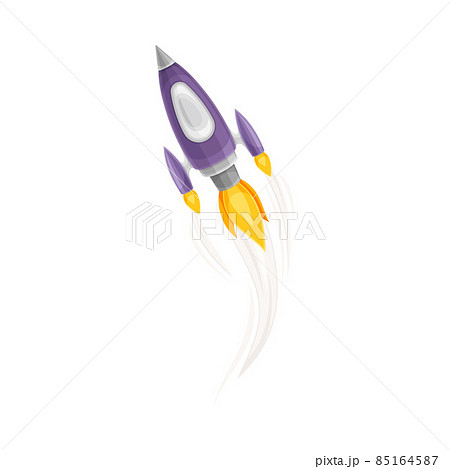Rocket as Spacecraft with Engine Exhaust Flying in Space Vector Illustration 85164587