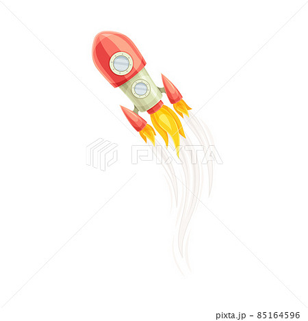 Rocket as Spacecraft with Engine Exhaust Flying in Space Vector Illustration Rocket as Spacecraft with Engine Exhaust Flying in Space Vector Illustration 85164596